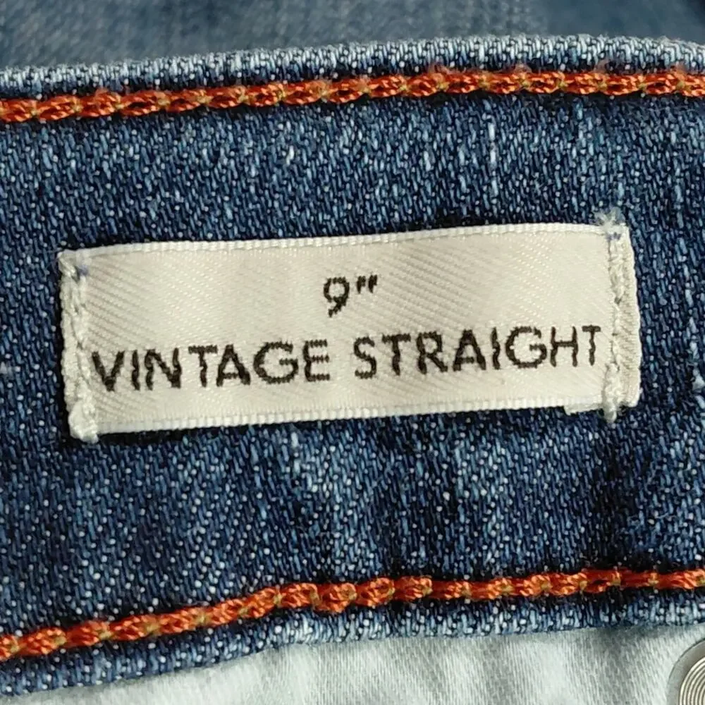 J.Crew Blue Raw Hem Medium Wash Vintage Straight Jeans Women Size 30